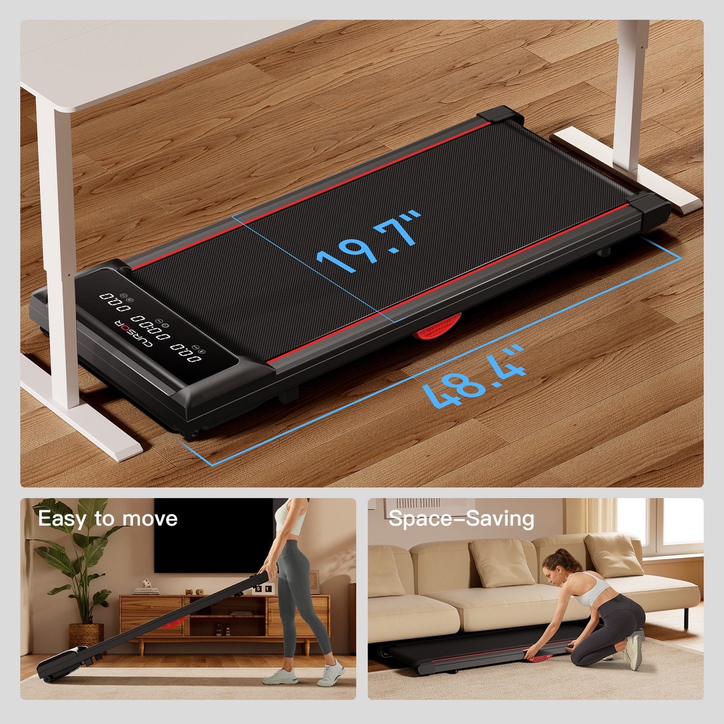 2-in-1 Walking Pad, Under 2.5 HP Ultra Quiet Brushless Motor, 265 LBS Capacity, for Home Exercise Workout