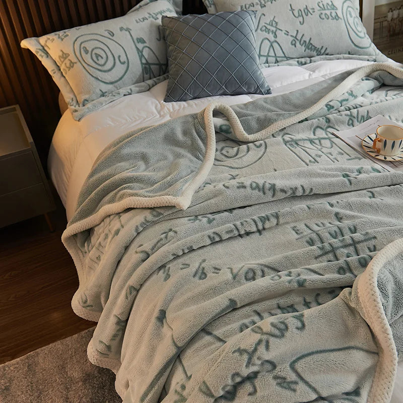 Soft Warm Weighted Blankets For Beds Winter Double Layers Fluffy Coral Fleece Fabric Throw Thicken Fleece Quilts Blankets