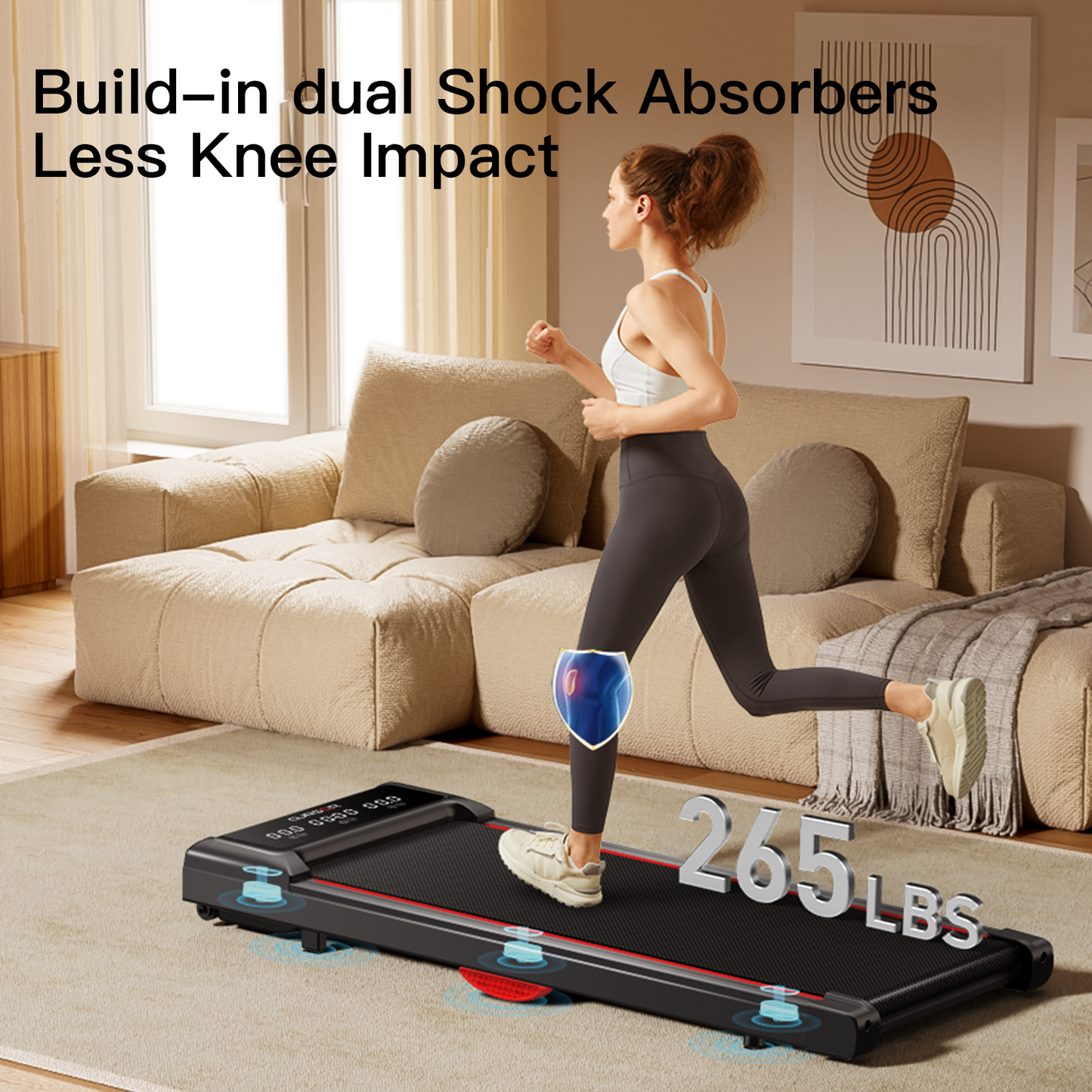 2-in-1 Walking Pad, Under 2.5 HP Ultra Quiet Brushless Motor, 265 LBS Capacity, for Home Exercise Workout