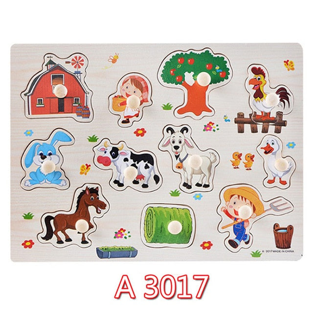 30cm Wooden Toys Jigsaw Puzzle Hand Grab For Kid Early Educational Toys Baby Toy