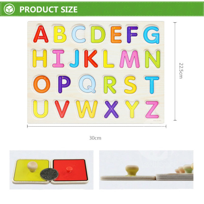 30cm Wooden Toys Jigsaw Puzzle Hand Grab For Kid Early Educational Toys Baby Toy
