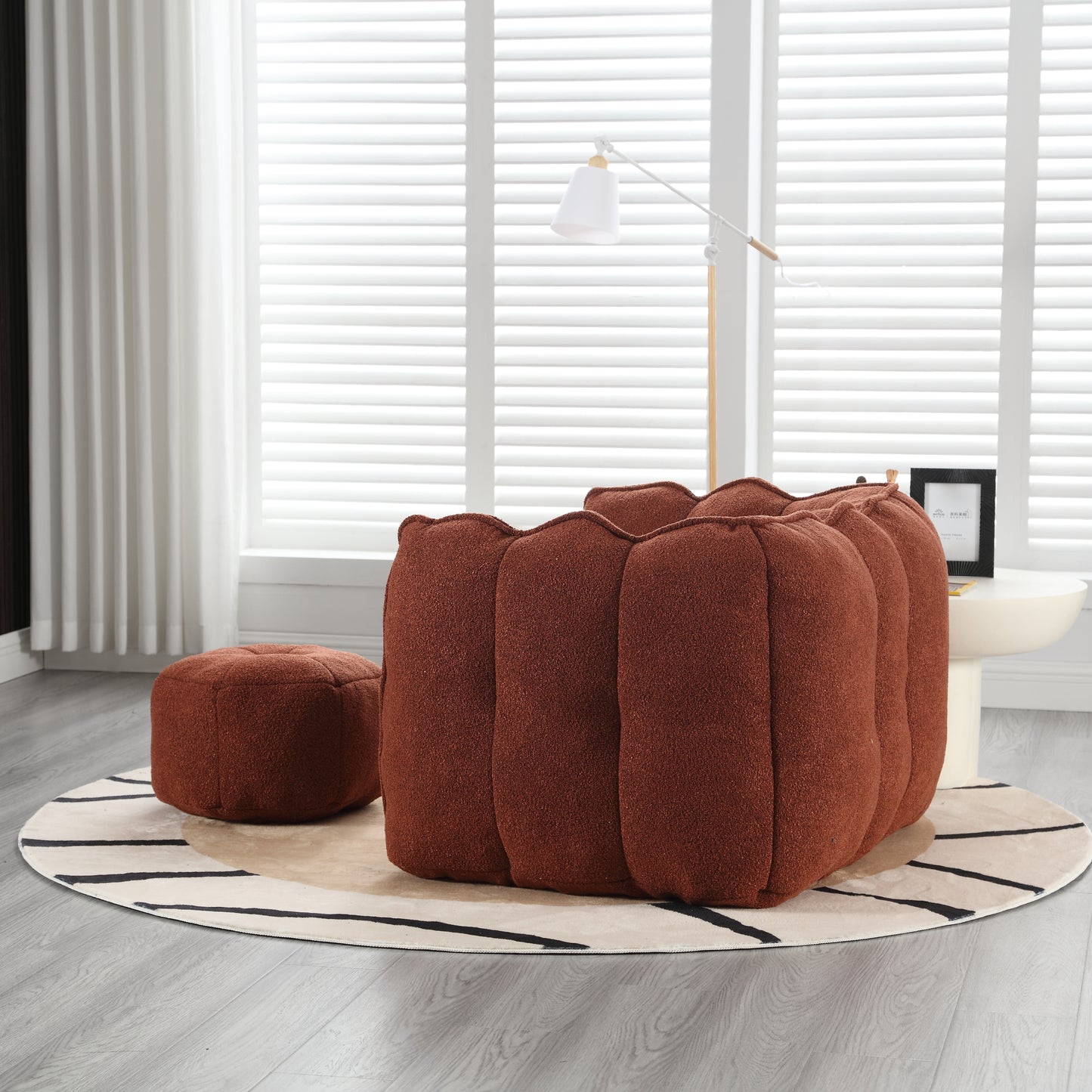 Soft Bean Bag Chair with High Resilient Foam(Chips)for living room and bedroom Comfortable Square Lazy Sofa with Footstool