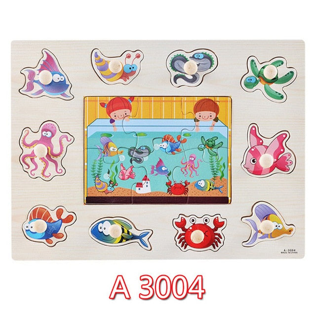 30cm Wooden Toys Jigsaw Puzzle Hand Grab For Kid Early Educational Toys Baby Toy