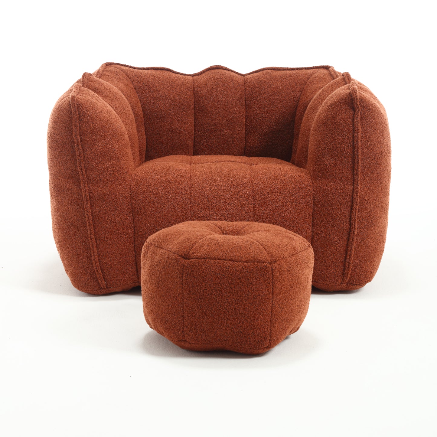 Soft Bean Bag Chair with High Resilient Foam(Chips)for living room and bedroom Comfortable Square Lazy Sofa with Footstool