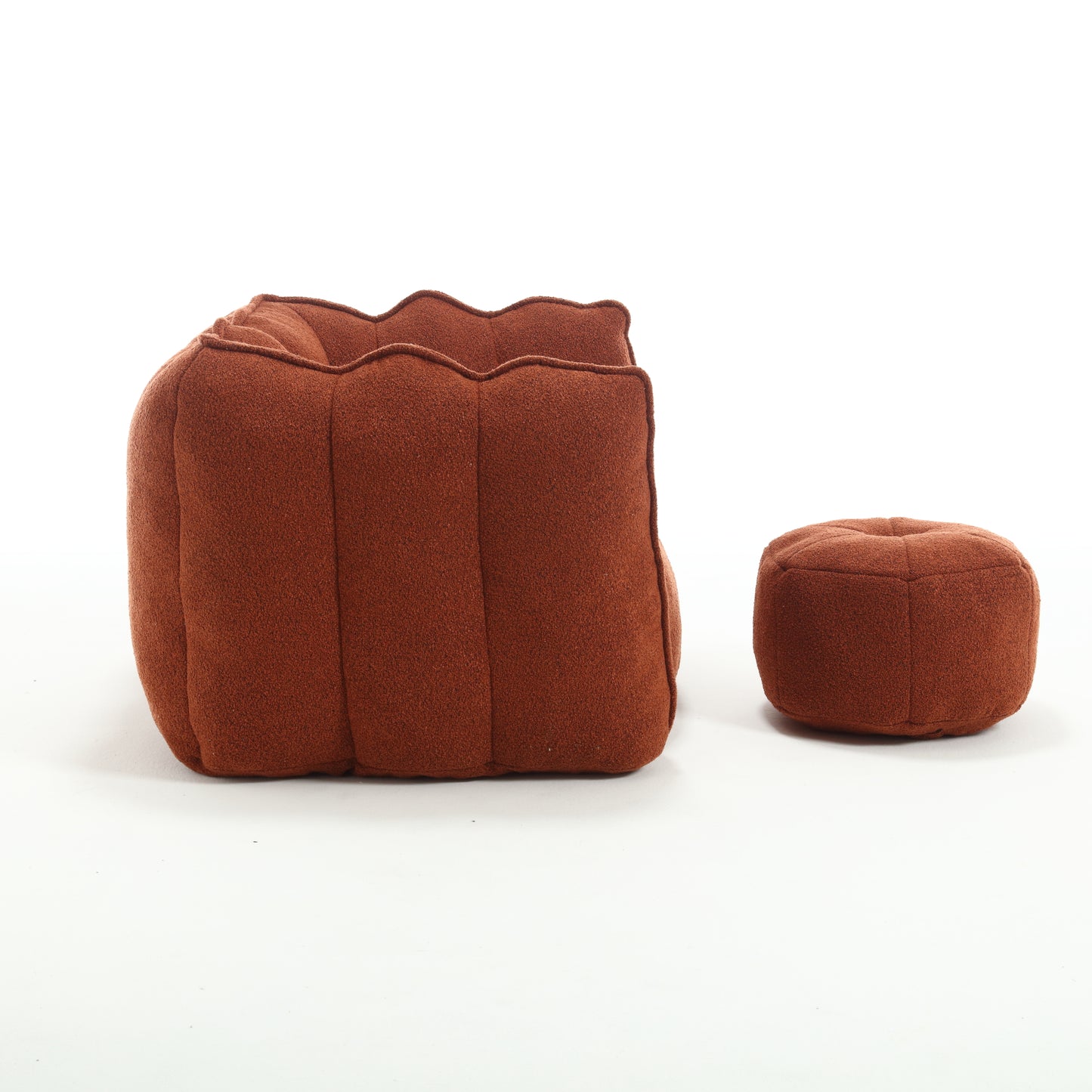 Soft Bean Bag Chair with High Resilient Foam(Chips)for living room and bedroom Comfortable Square Lazy Sofa with Footstool