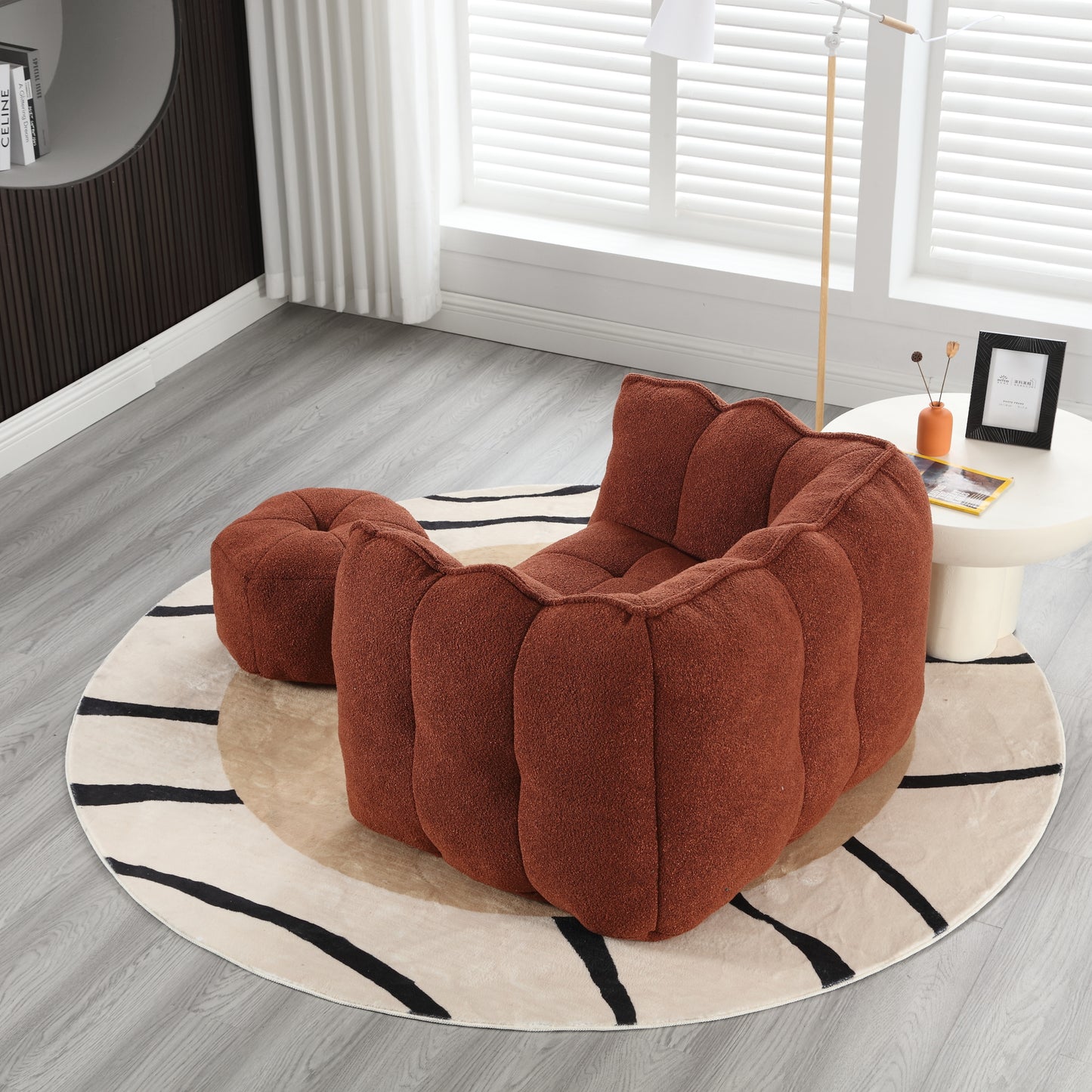 Soft Bean Bag Chair with High Resilient Foam(Chips)for living room and bedroom Comfortable Square Lazy Sofa with Footstool
