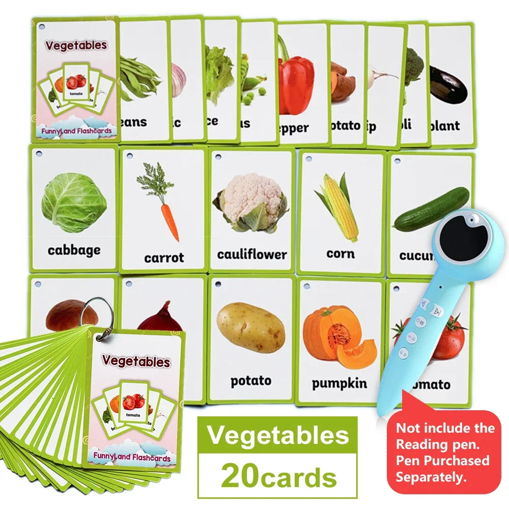 Kids Montessori Learning English Words Card Pocket Flash Cards Early Educational Toys For Children Classroom Supplies Gift
