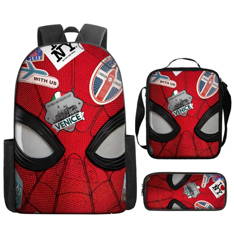 3pcs/set Kids Spiderman School Bags For Boys Girls 16inch Marvel Superhero Backpack Children Primary Book Bag Schoolbag