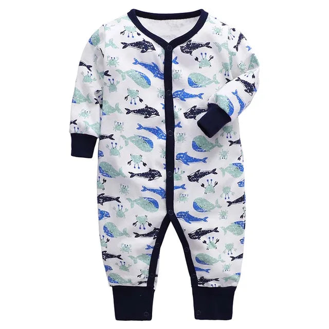 Newborn Footed Pajamas Zipper Girl and Boy Romper Long Sleeve Jumpsuit Cotton Solid White Fashion 0-24 Months Baby Clothes