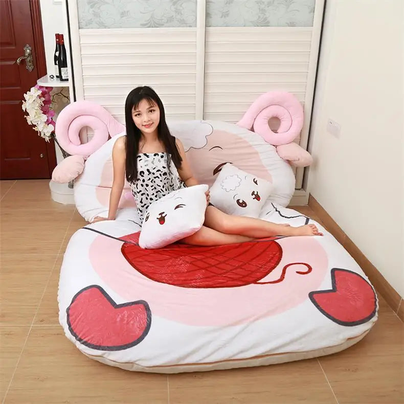 Cartoon Animals Tatami Sofa Bed Double And Kids Bean Bag Home Living Room And Bedroom Bean Bag Bed Warm Sleeping Bag Mattress