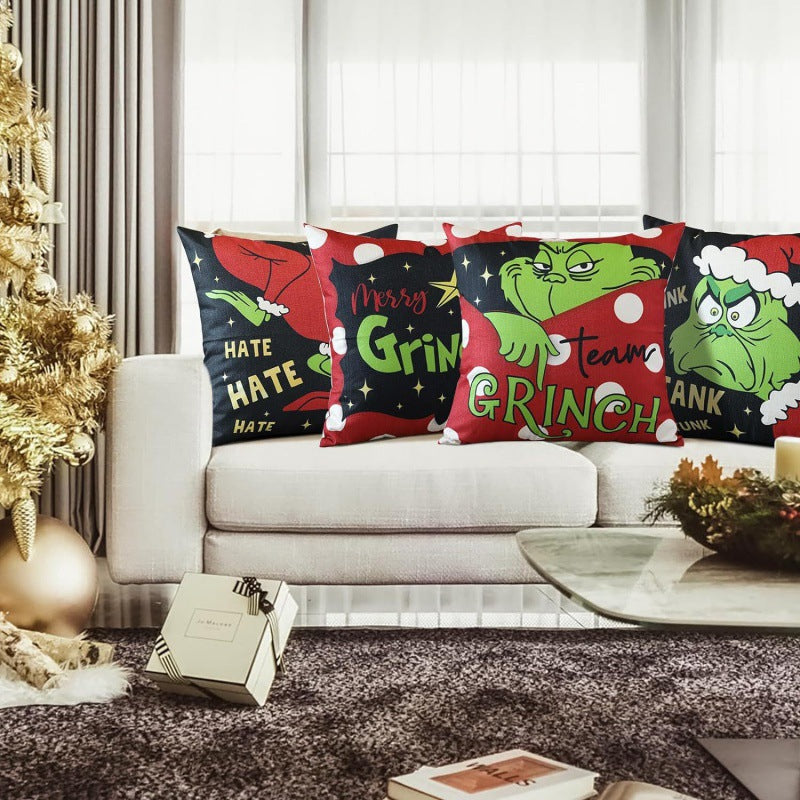 Greentown Christmas Pillow Cover Home Christmas Decoration Cushion Sofa Pillowcase