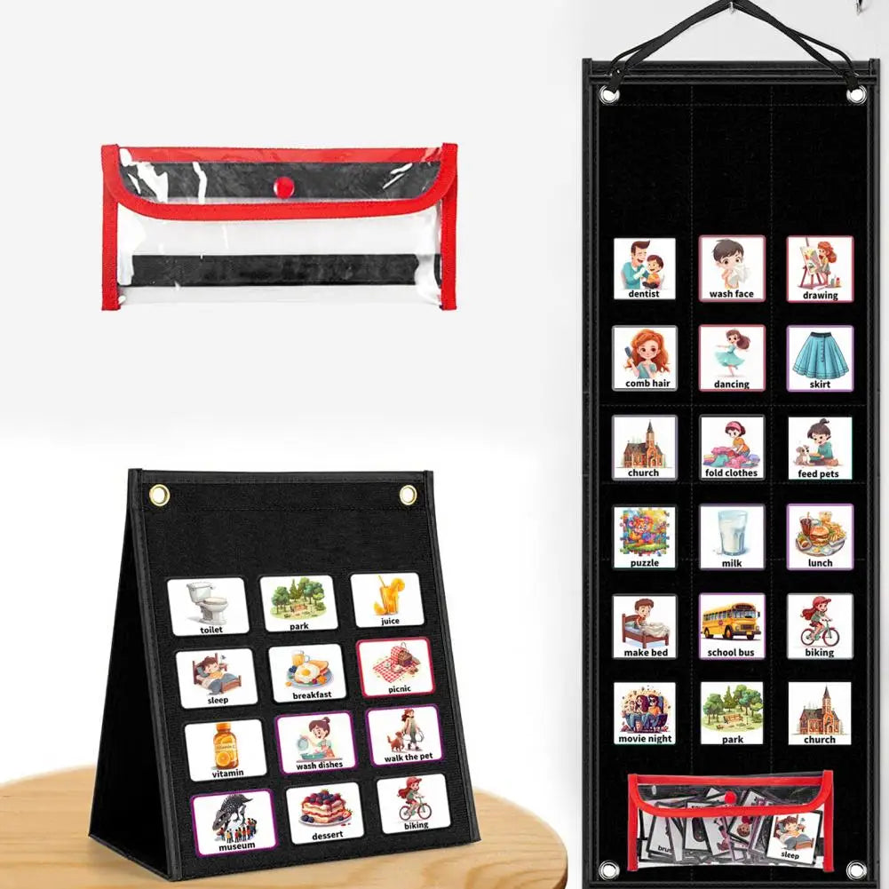 Flash Card Storage Pocket Children Visual Timeline Efficient Kids' Daily Routine Planning 2-in-1 Visual Schedule Chart for Home