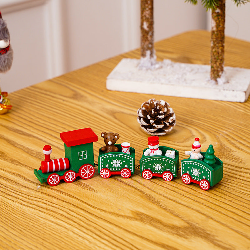 Christmas decorations, wooden trains, kindergartens, Christmas holiday gifts, window displays, Christmas toys