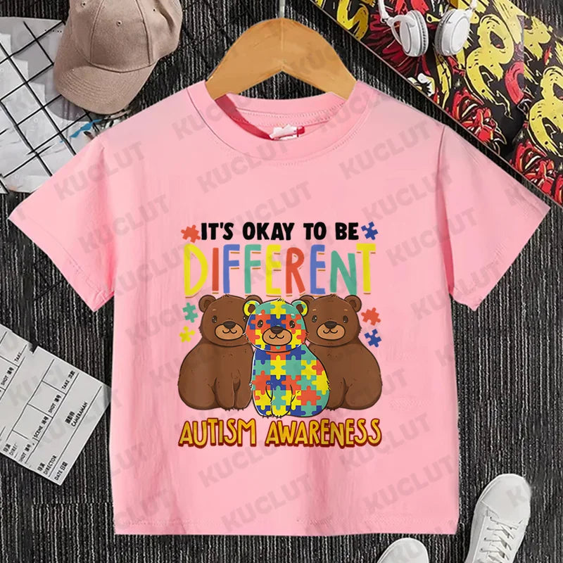 Autism Boys Girls T Shirt Short Sleeves Tops Girls Baby Children Clothing Fsahion Summer Tshirt Dinosaur Tee Toddler Clothes