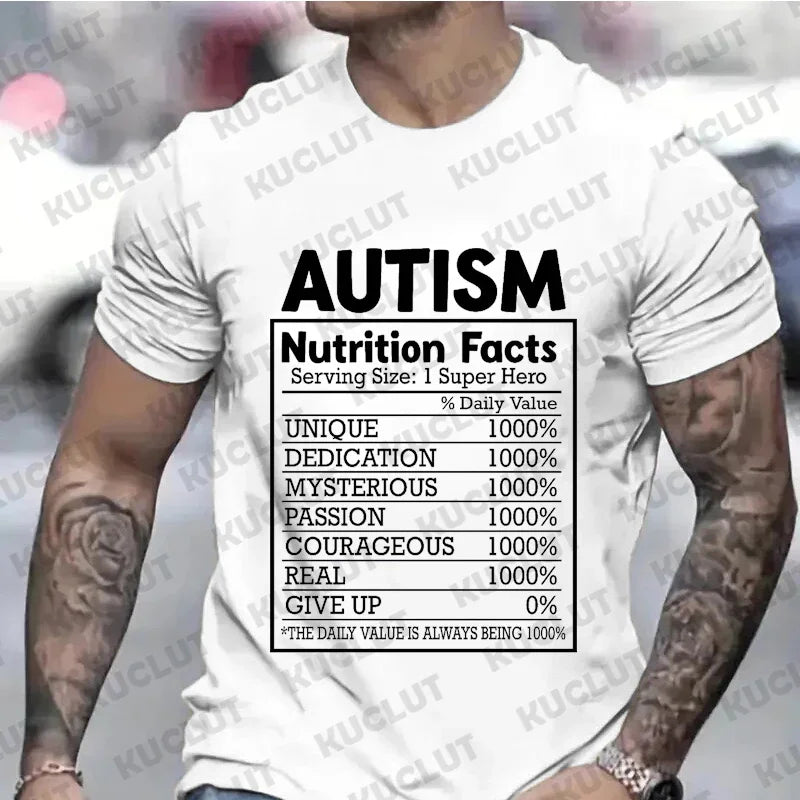 Men Clothing Autism Nutrition Shirt for Women Men Autism Awareness Month T-shirts Autism Quote Summer Tees Acceptance Y2k Tops