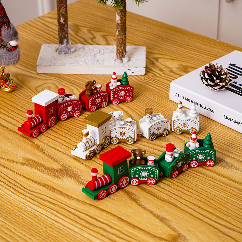 Christmas decorations, wooden trains, kindergartens, Christmas holiday gifts, window displays, Christmas toys