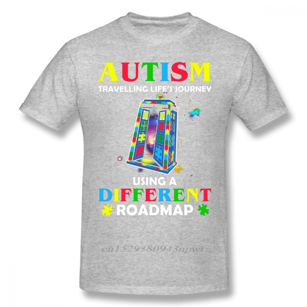 Autism T Shirt Autism Shirt Traveling Life S Journey Using A Different Roadmap T-Shirt Short Sleeve Fashion Tee Shirt Tshirt