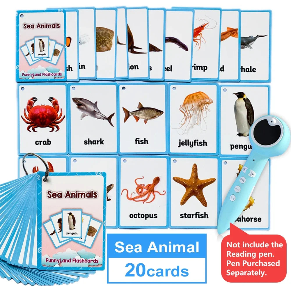 Kids Montessori Learning English Words Card Pocket Flash Cards Early Educational Toys For Children Classroom Supplies Gift