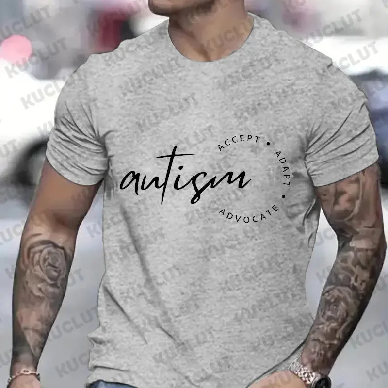 Men Tees Autism Awareness Tees Graphic Clothing Printed Tshirt Y2K Fashion Men's Autism Accept T-shirt Male Streetwear Tops