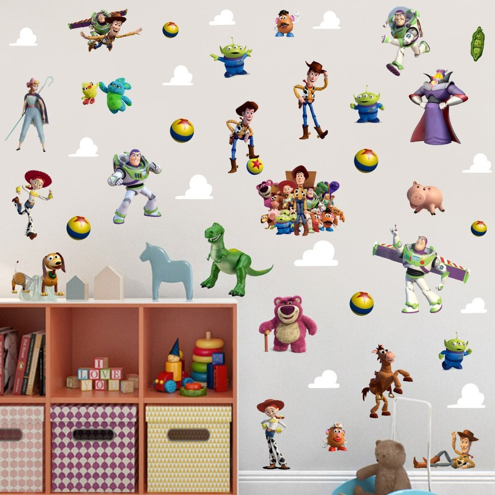 Toy Story Children's Bedroom Wall Sticker Self adhesive PVC 3D Broken Wall Cartoon Anime Movie Graffiti Poster Wallpaper