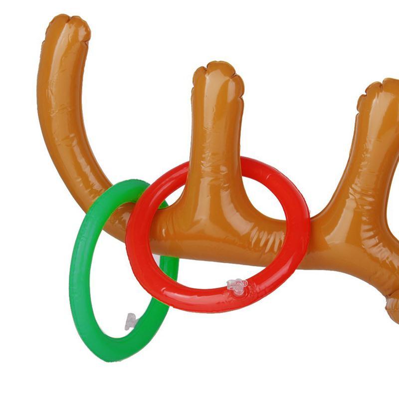 Inflatable Santa Funny Reindeer Antler Hat Ring Toss Christmas Holiday Party Game Supplies Toys