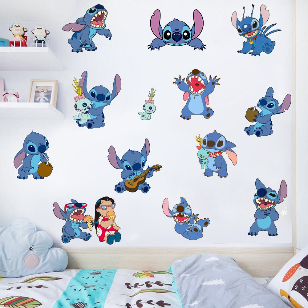 Stitch Children's Room Decoration Wall Stickers Self Adhesive Cartoon Stitch Broken Wall Baby Room Stickers