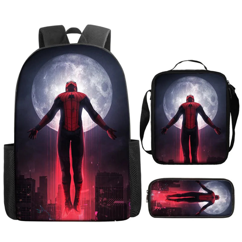 3pcs/set Kids Spiderman School Bags For Boys Girls 16inch Marvel Superhero Backpack Children Primary Book Bag Schoolbag