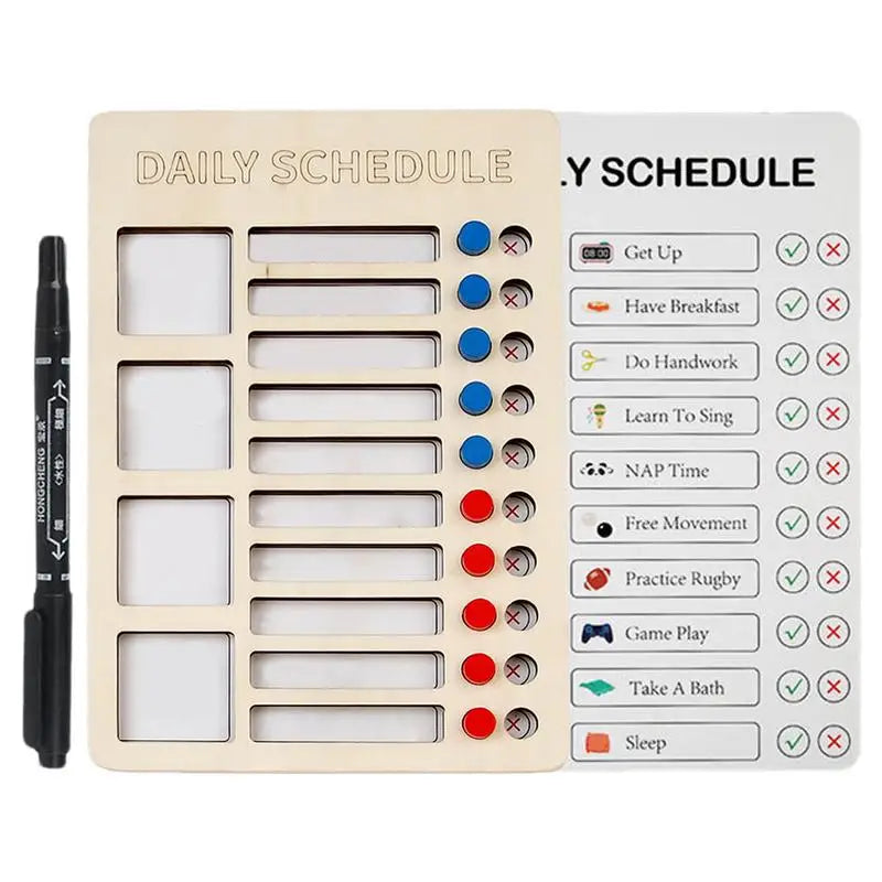 Self-Discipline Punch Cards Routine Chart Planning Boards Wooden Material Daily Checklist Board For Work Area RV Dormitory