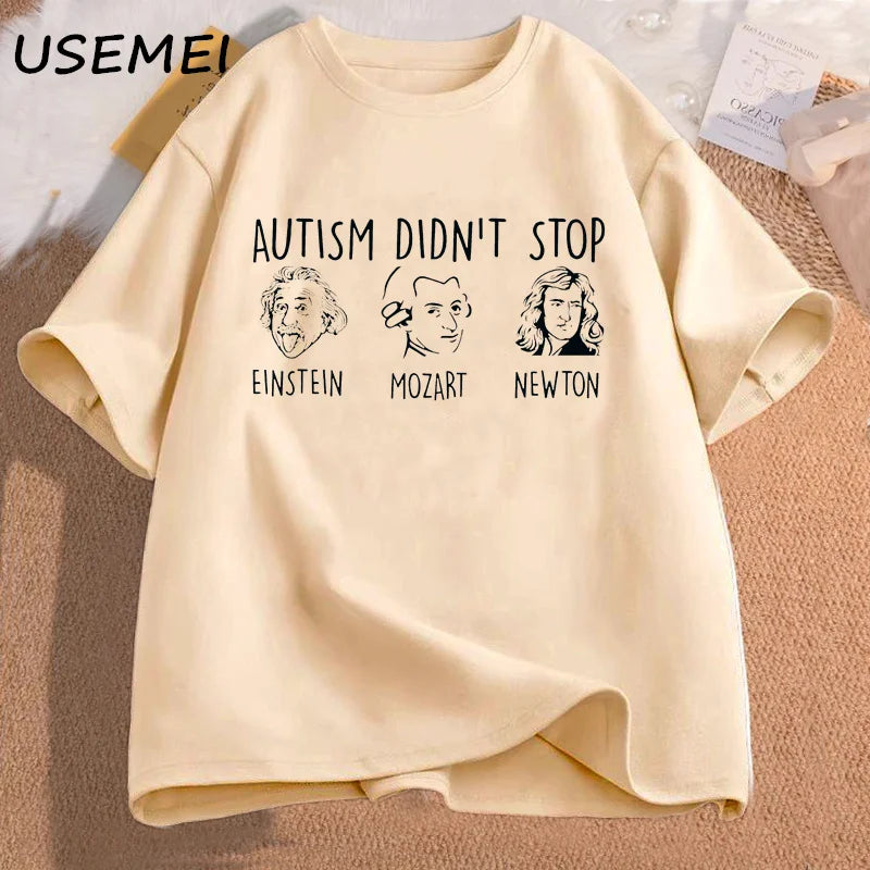 Autism Didn't Stop T-Shirt Women Men Funny Grpahic Tees Autism Teacher T Shirt Casual Cotton Short Sleeve Tshirts Streetwear