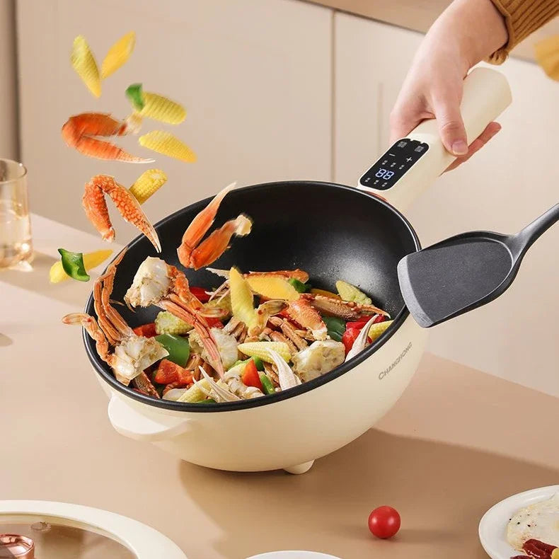 Electric wok integrated multi-function electric cooking pot household stir-frying high-power frying steaming electric hot pot