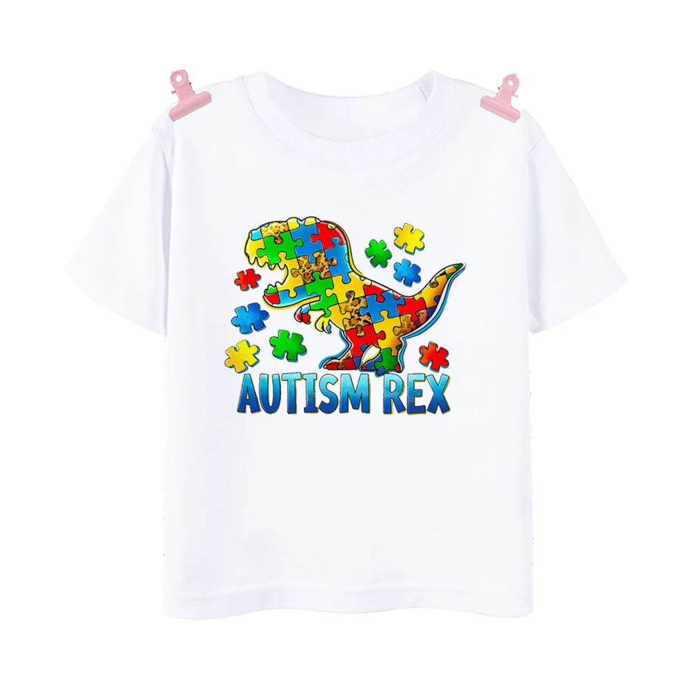 It's Ok To Be Different Print T-shirt Autism Awareness Shirt Dinosure T Shirt Autism Top Puzzle Piece Autism Gifts for Youth Kid