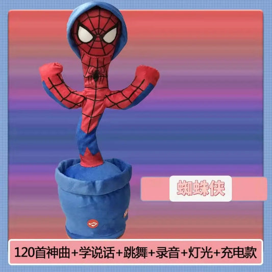 Marvel Avengers Dancing Cactus Electronic Spider-Man Toy Cartoon Plush Doll Can Sing and Dance Voice Interactive Birthday Gift