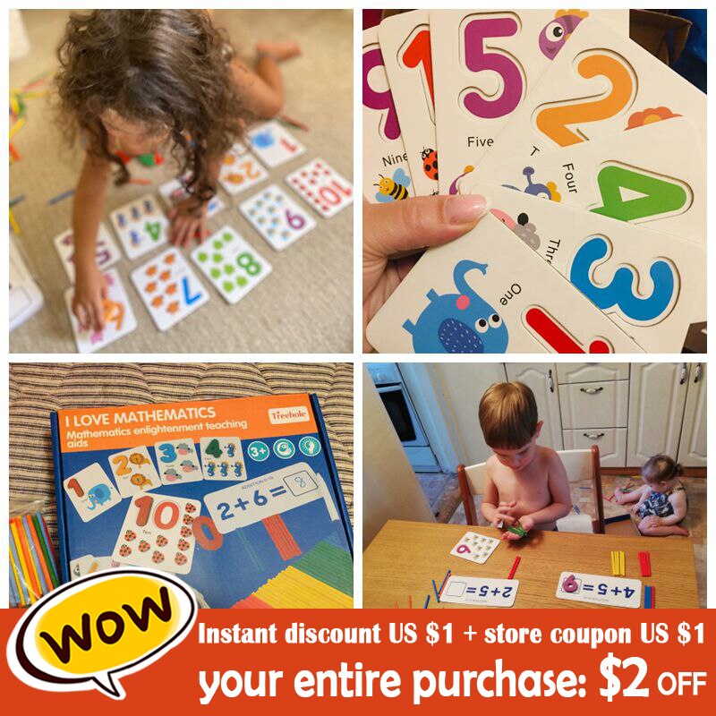 Montessori Toys For Children Mathematics Kids Early Educational Toys Counting Wooden Sticker Kids Number Cognition Birthday Gift