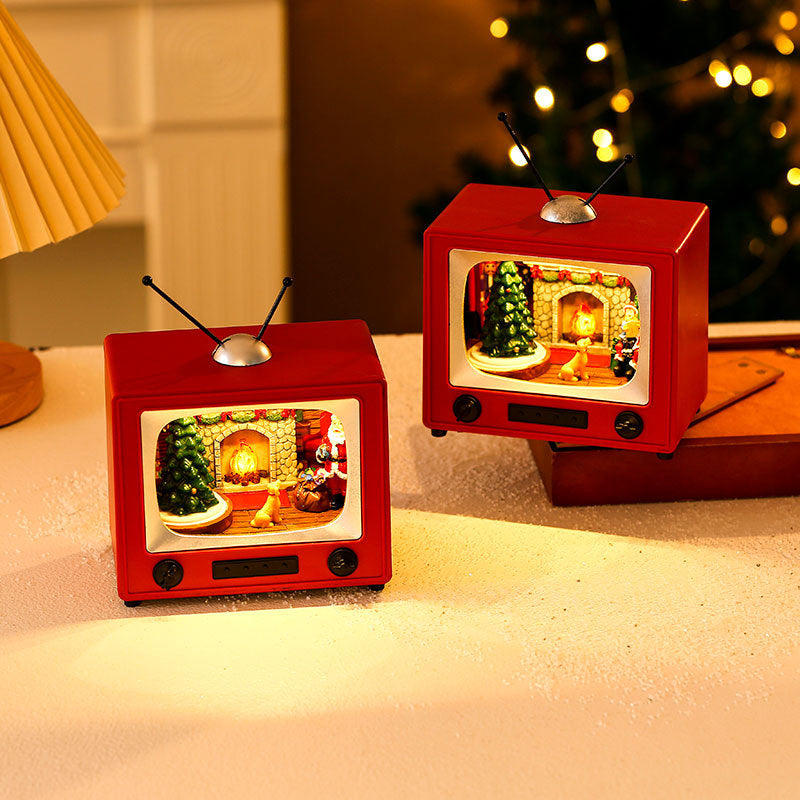 Christmas gifts will spin with music, resin TV, desktop ornaments, Christmas decorations