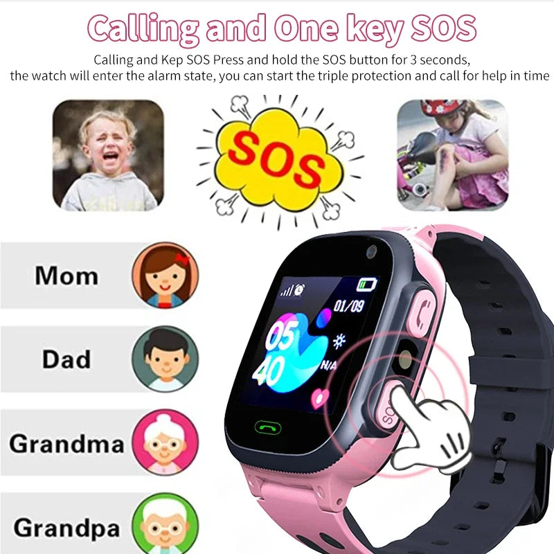 Kids Smartwatch GPS SOS Waterproof Smartwatch Bluetooth 5G Waterproof Watch SIM Card Positioning Tracker Anti Lost Kids Watch