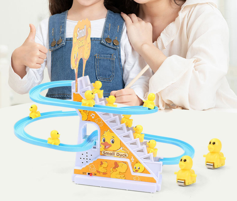 Children's Little Yellow Duck Climbing Stairs Puzzle Electric Track One Year Old Baby Toy Slide