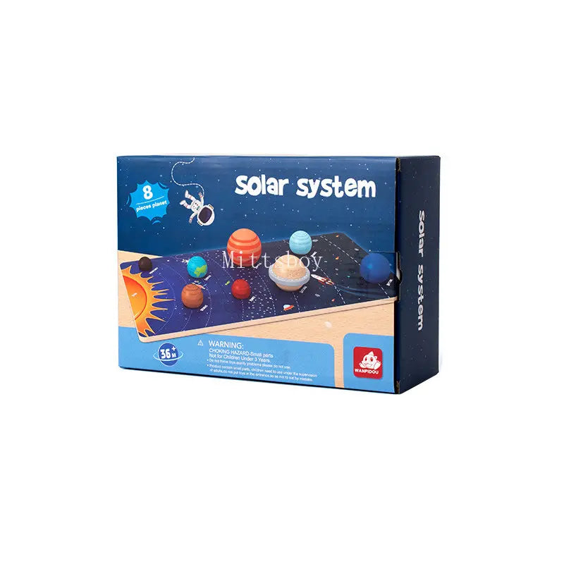 Baby Montessori Wooden Early Education Toys 3D Eight Planets Puzzle Toy Universe Cognition Solar System Planet Matching Board