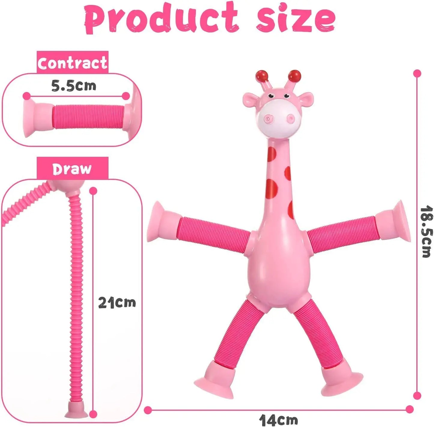 Kids Suction Cup Toys Variety Shape Stretch Tube Stress Relief Telescopic Giraffe Fidget Sensory Bellows Anti-stress Squeeze Toy