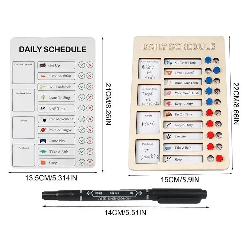 Self-Discipline Chart Routine Planning Punch Cards For Children Wooden Material Daily Checklist Board For Work Area RV Dormitory