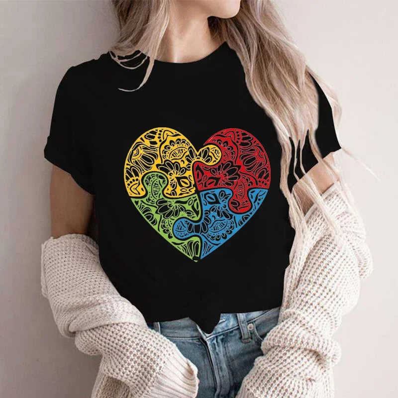 Autism Accept Love Shirt for Women Neurodiversity T-shirts Autism Awareness Tshirt Everyone Communicate Differently Tee Y2k Tops