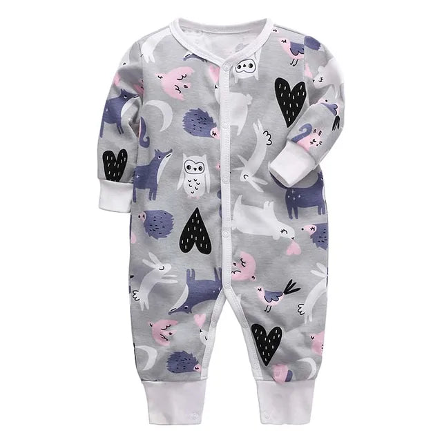 Newborn Footed Pajamas Zipper Girl and Boy Romper Long Sleeve Jumpsuit Cotton Solid White Fashion 0-24 Months Baby Clothes