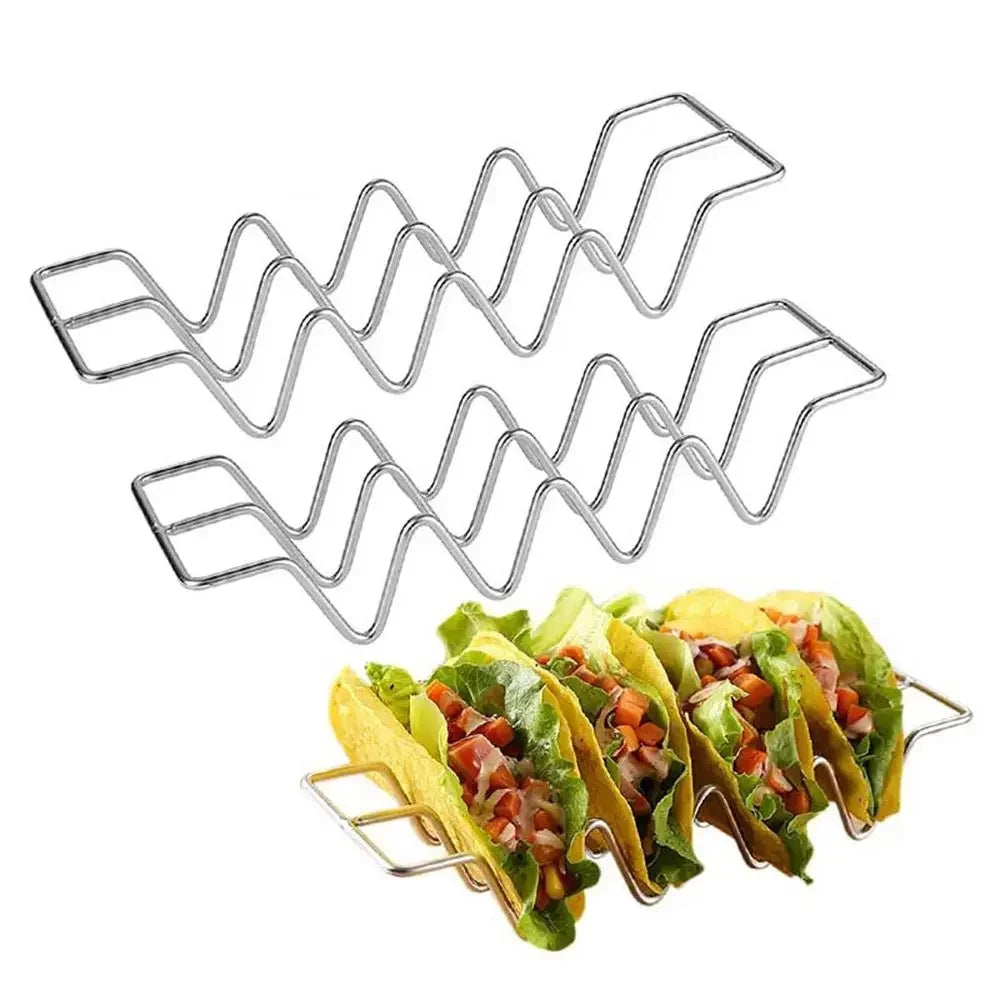 1pcs Stainless Steel Taco Holders Wave Shape Mexican Food Rack Hard Shells Hot Dog Holder Stand Rack Display Kitchen Gadgets