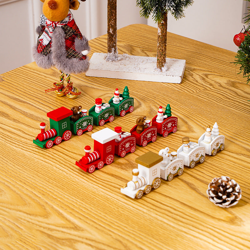 Christmas decorations, wooden trains, kindergartens, Christmas holiday gifts, window displays, Christmas toys