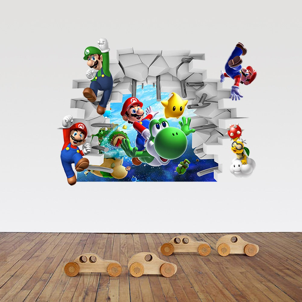 Mario Wall Sticker Children's 3D  Wall Sticker Super Mary Decorative Painting