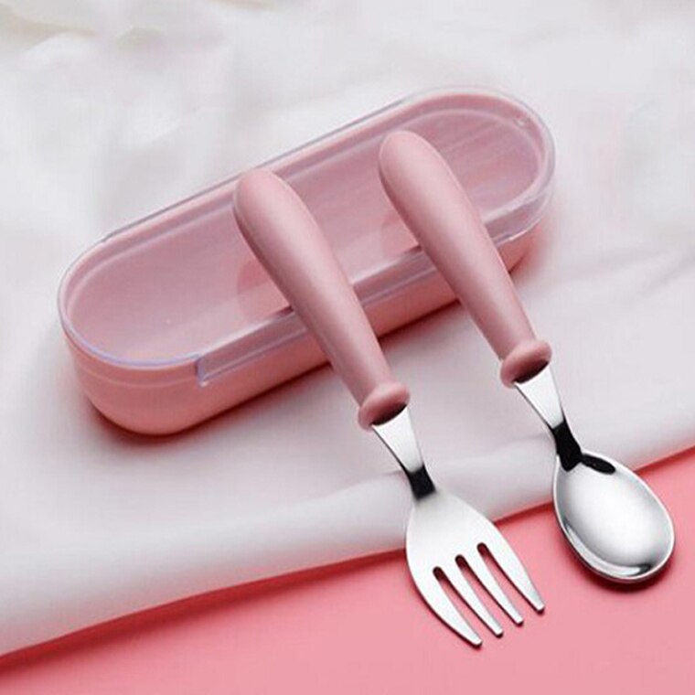 Baby Gadgets Tableware Set Children Utensil Stainless Steel Toddler Dinnerware Cutlery Cartoon Infant Food Feeding Spoon Fork