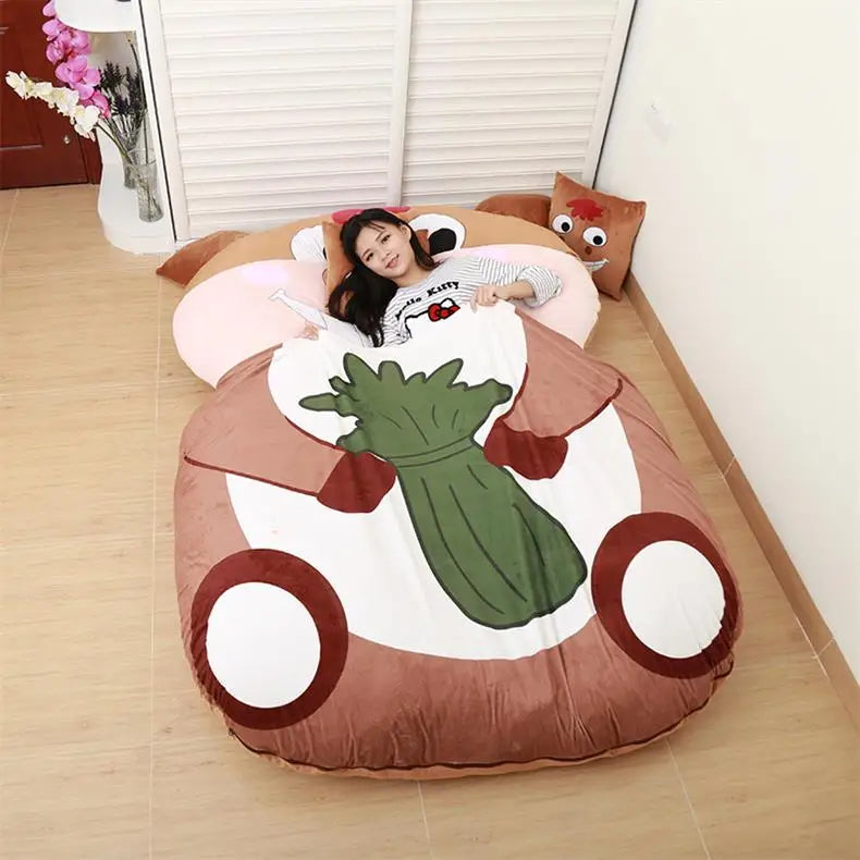 Cartoon Animals Tatami Sofa Bed Double And Kids Bean Bag Home Living Room And Bedroom Bean Bag Bed Warm Sleeping Bag Mattress