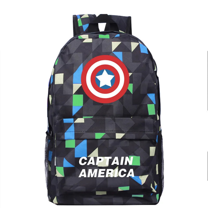 Disney Spider Man Night Light Backpack Backpack Backpack, Captain America Anime Game Peripheral Boy Cool Backpack