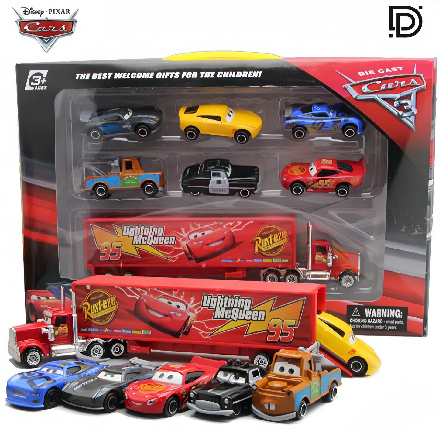 Disney Pixar Car 3 6/7pcs Set Lightning Mcqueen Jackson Storm Mack Uncle Truck 1:55 Dietcast Metal Car Model Festival Toys Gifts