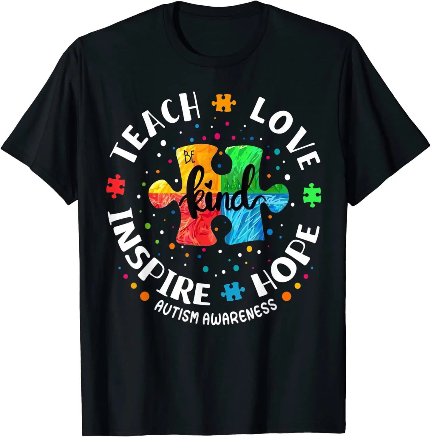 Autism Awareness Teacher Shirt Teach Hope Love Inspire T-Shirt Puzzle Chemical Elements Graphic Tee Tops Funny Novelty Gifts