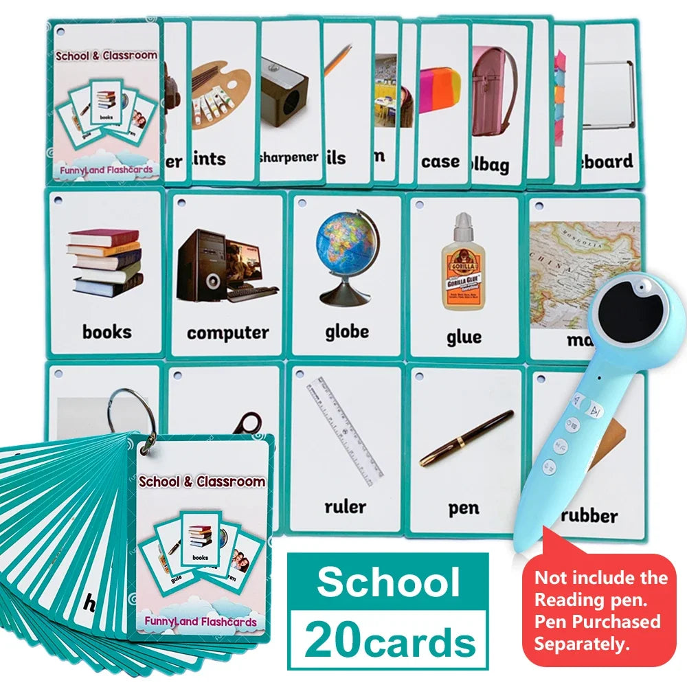 Kids Montessori Learning English Words Card Pocket Flash Cards Early Educational Toys For Children Classroom Supplies Gift